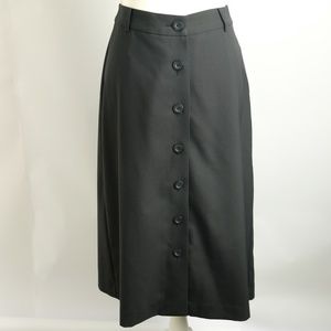 J. Jill Black 100% Wool Button-front skirt, Size 8